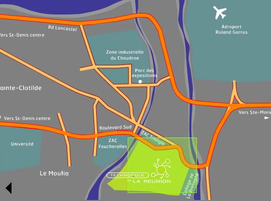 Plan d'accès à la Technopole de La Réunion